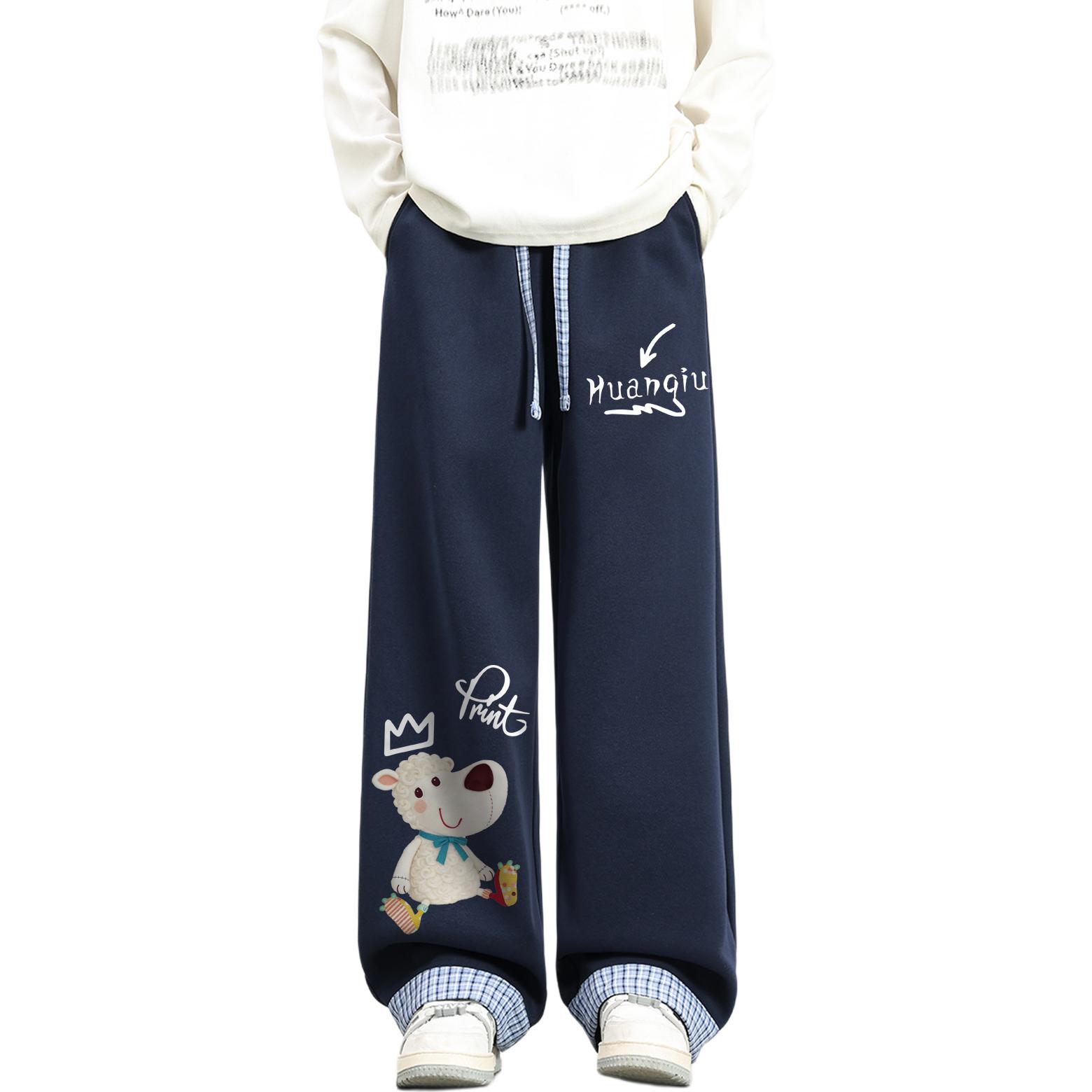 

Повседневные брюки Unisex Moderate Wide Leg HUANQIU, темно-синий