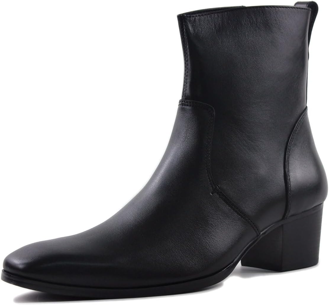 

Мужские ботинки на каблуке, повседневные черные Челси, боевые, короткие Чукка, на молнии JY002 Cowsdella