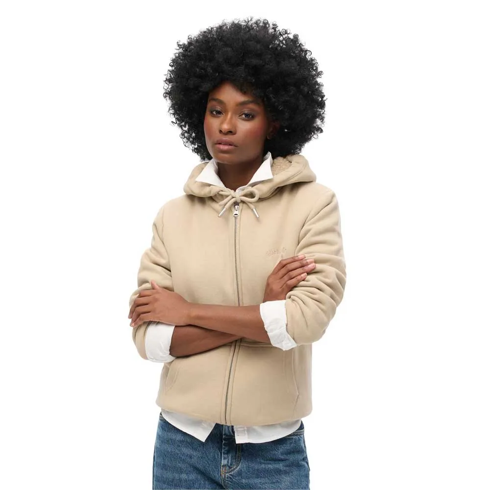 

Толстовка Superdry Borg Lined full zip, бежевый