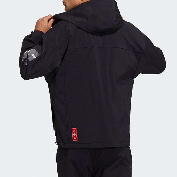 Куртка adidas CNY JKT Training Sports hooded Fleece Lined Jacket Black, черный — фото 4