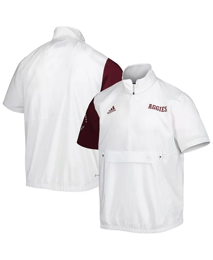 

Мужская белая куртка Texas A&M Aggies M STM AEROREADY с молнией на четверть adidas