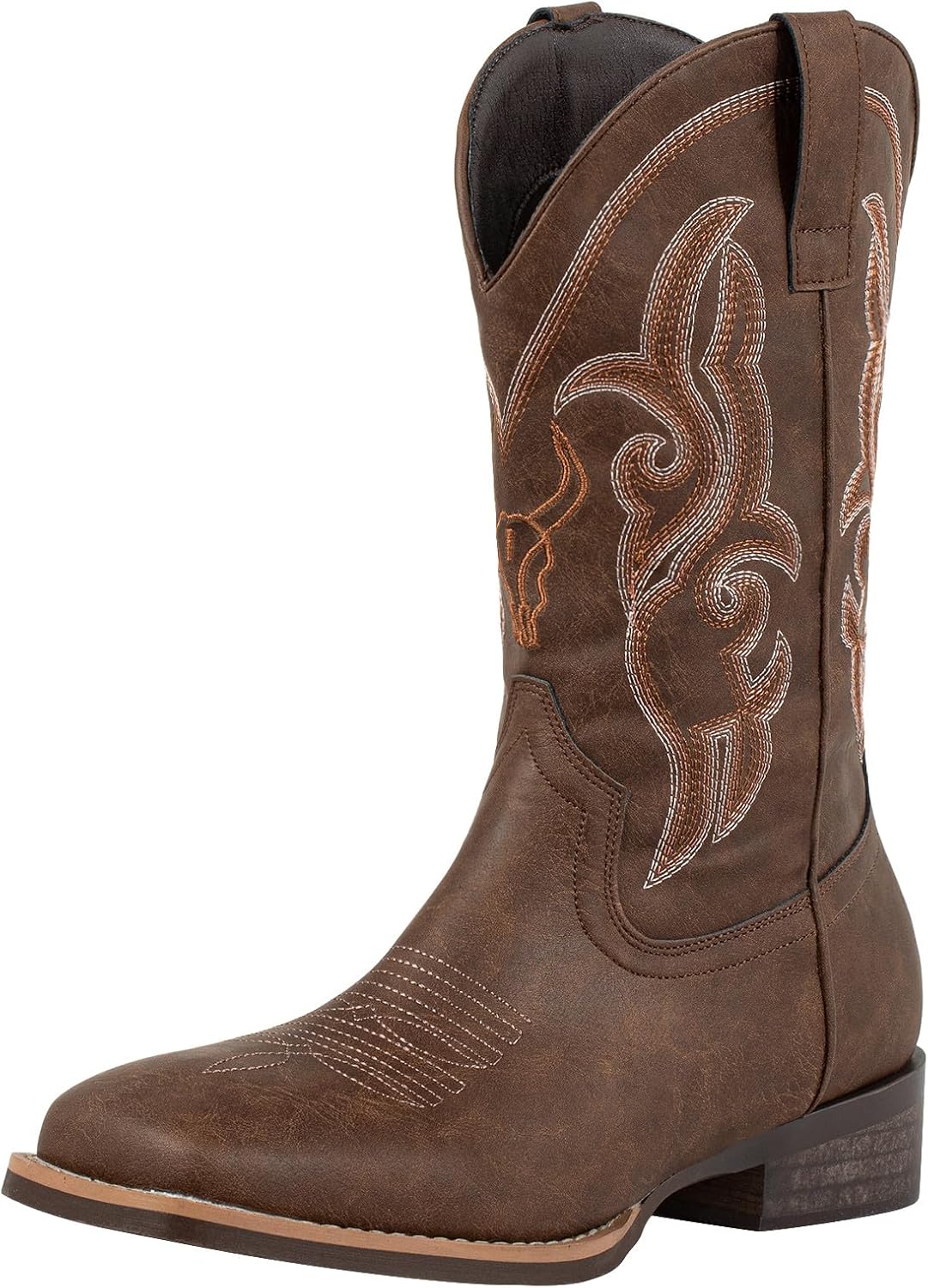 

Мужские ковбойские сапоги J's.o.l.e Western с квадратным носком, вышивкой, без шнуровки, для широкой икры, для работы, верховой езды, коричневые J’S.O.L.E