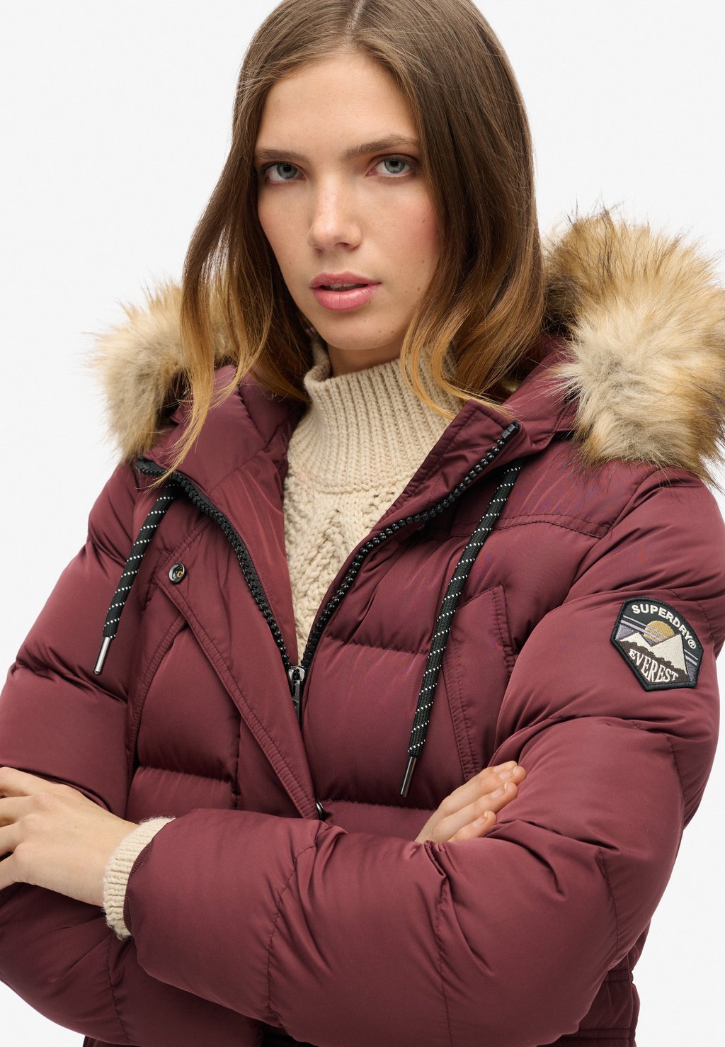 

Пуховое пальто EVEREST FAUX FUR Superdry, фиолетовый