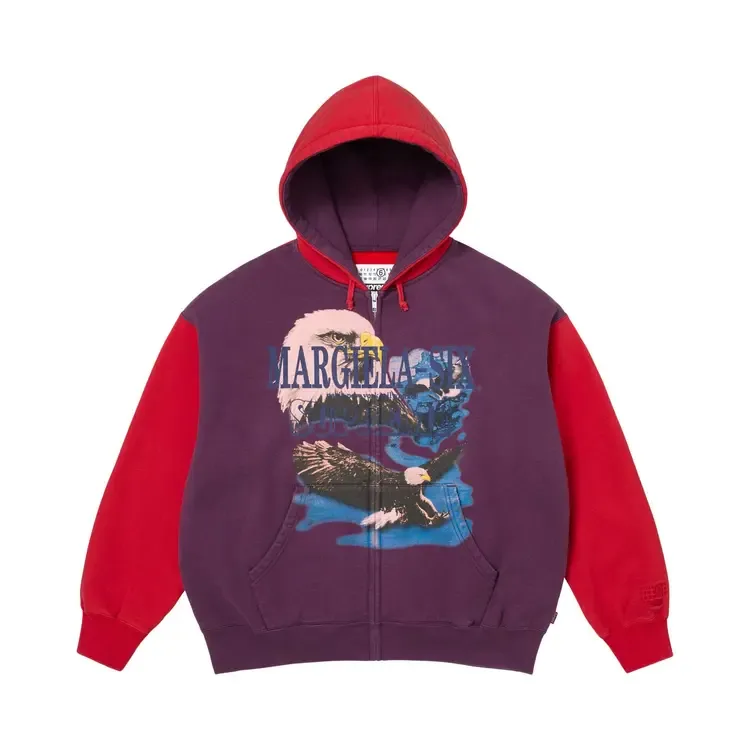 Толстовка Supreme x MM6 Maison Margiela Eagle на молнии с капюшоном, фиолетовая