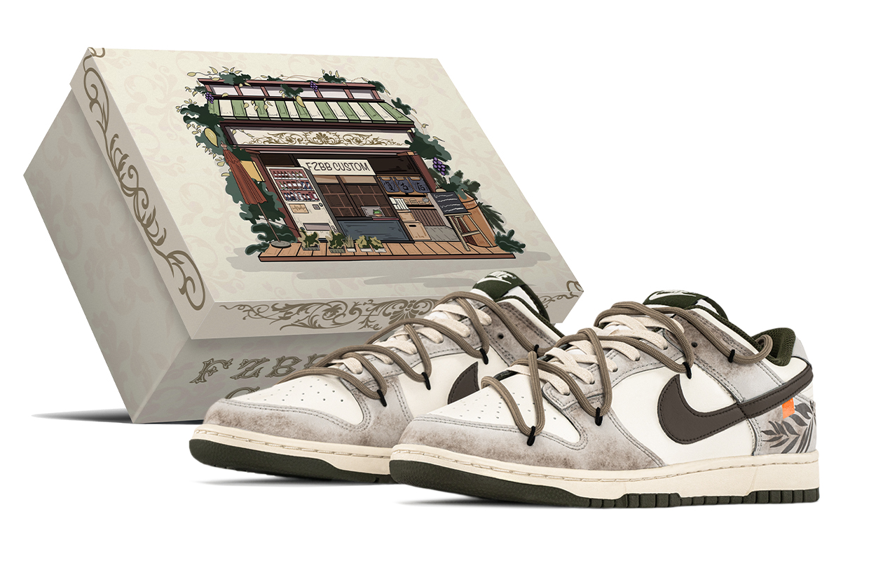 

Nike Кроссовки для скейтбординга Dunk Low Top, мужские, коричневые, белые