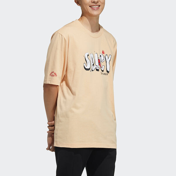 Футболка neo m may love tee тема печати свободные спортивные короткий рукав оранжевый Adidas, оранжевый — фото 3