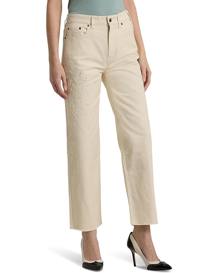 

Джинсы LAUREN Ralph Lauren High-Rise Relaxed Cropped Jeans, кремовый