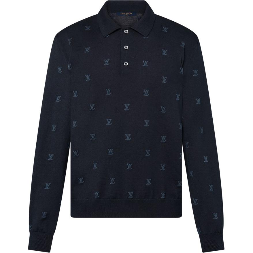 Джемпер Lv Wool Silk And Cashmere Blend Long Sleeve Lv Blason Polo LOUIS VUITTON, черный — фото 3