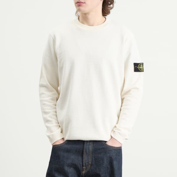 Джемпер с круглым вырезом и микрострочкой Stone Island, айвори — фото 2
