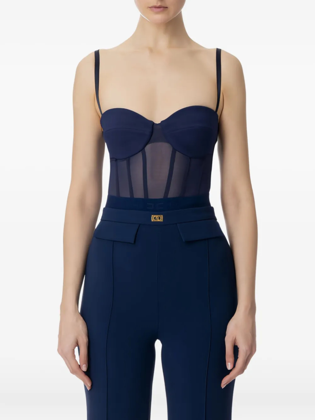 

Топ Elisabetta Franchi crepe top, синий