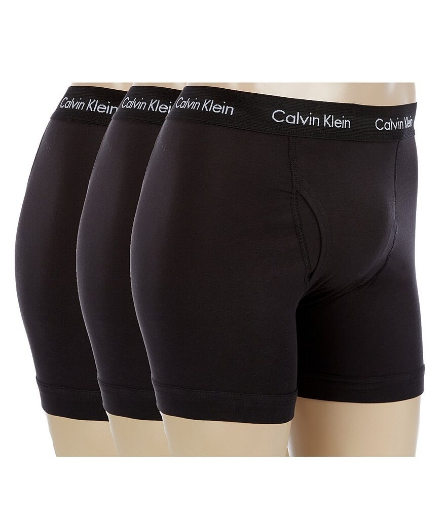 

Твердые хлопковые трусы-боксеры Calvin Klein, 3 шт., черный