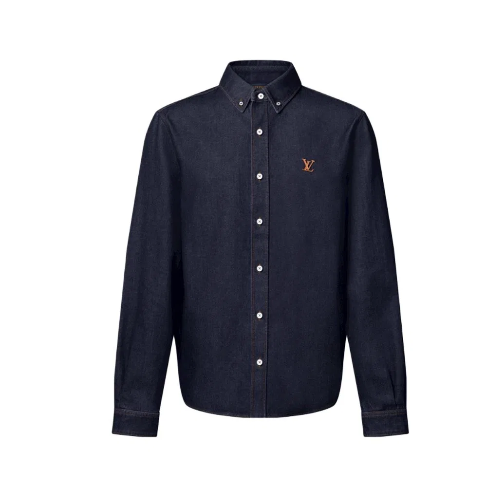 Рубашка мужская темно-синяя с отложным воротником Moderate LOUIS VUITTON, Dark Blue