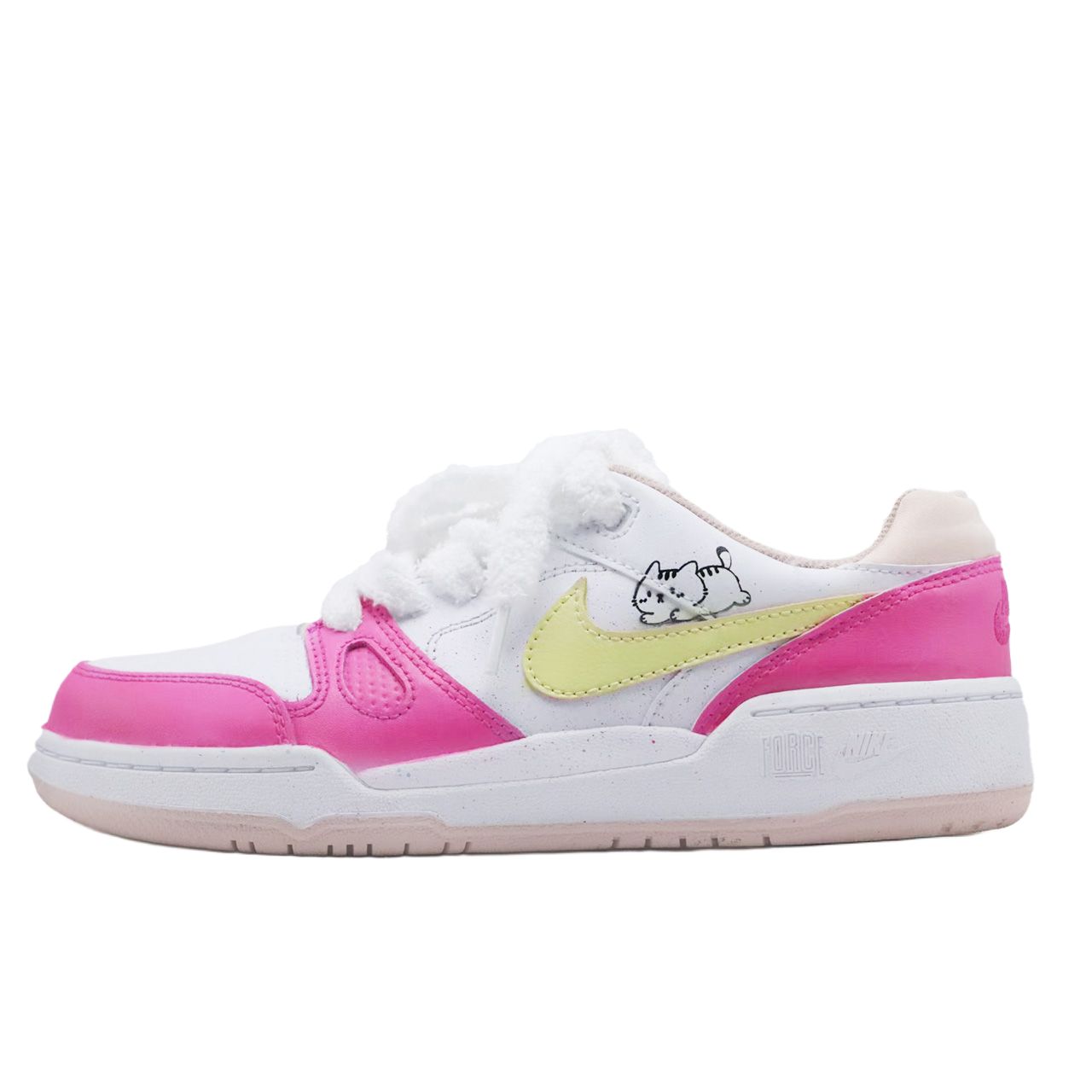 

Nike Full Force Pink And Cute Kitten устойчивые к истиранию низкие детские скейтбординговые туфли Pink для подростков
