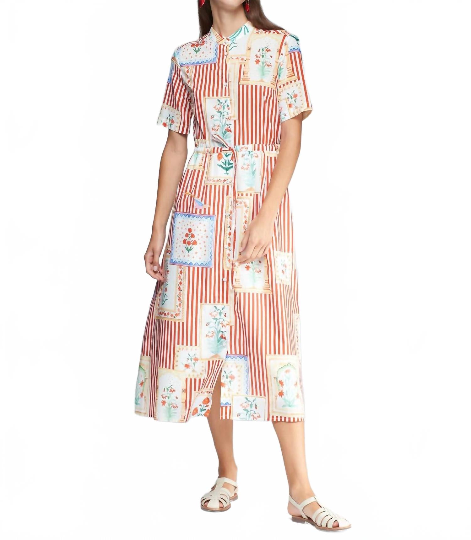 

Платье Aroa в стиле пэчворк с полосатым принтом Vilagallo, Patchwork Rayas Print