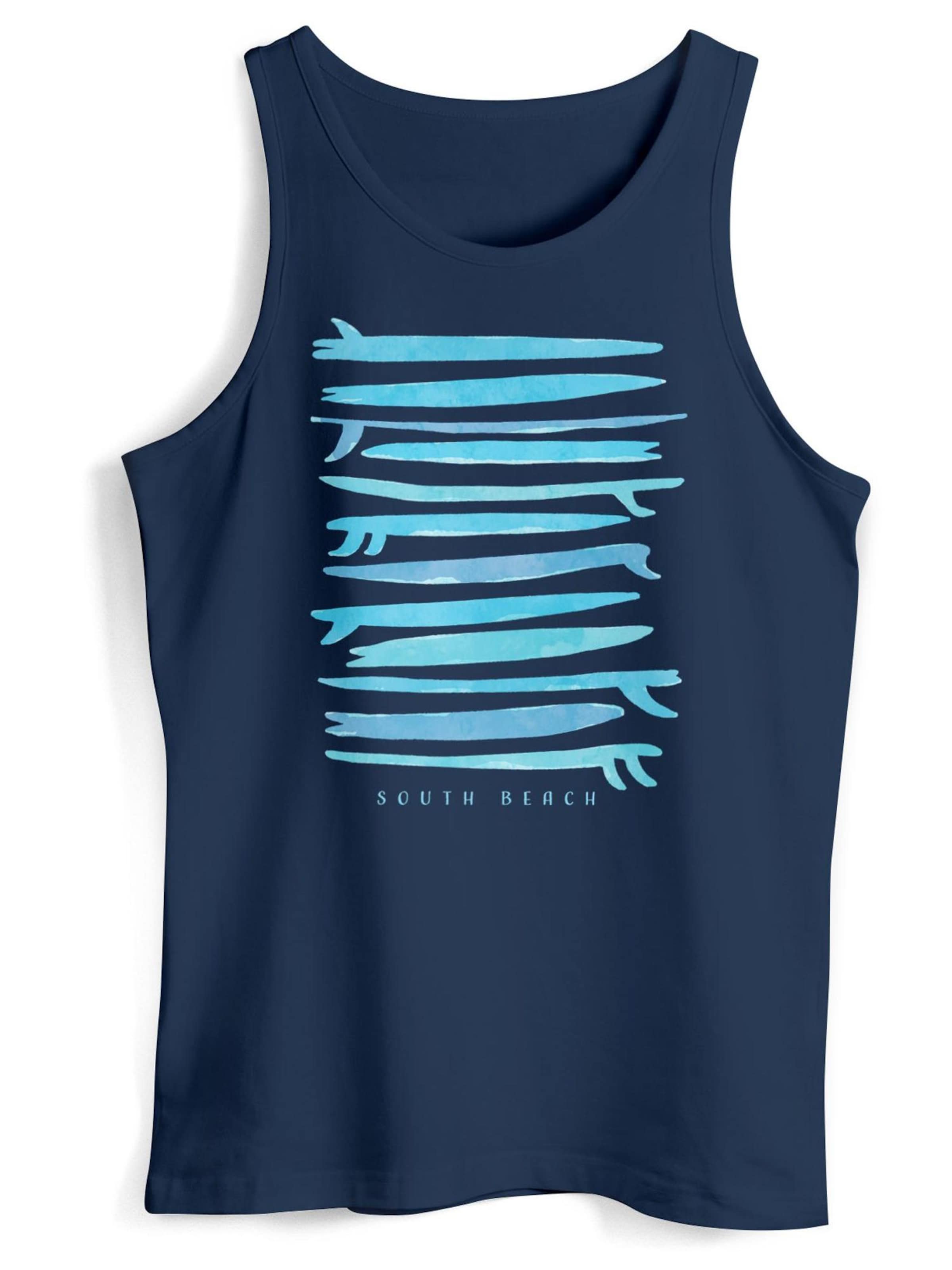 

Neverless Футболка 'Surf Boards South' в цвете Night Blue