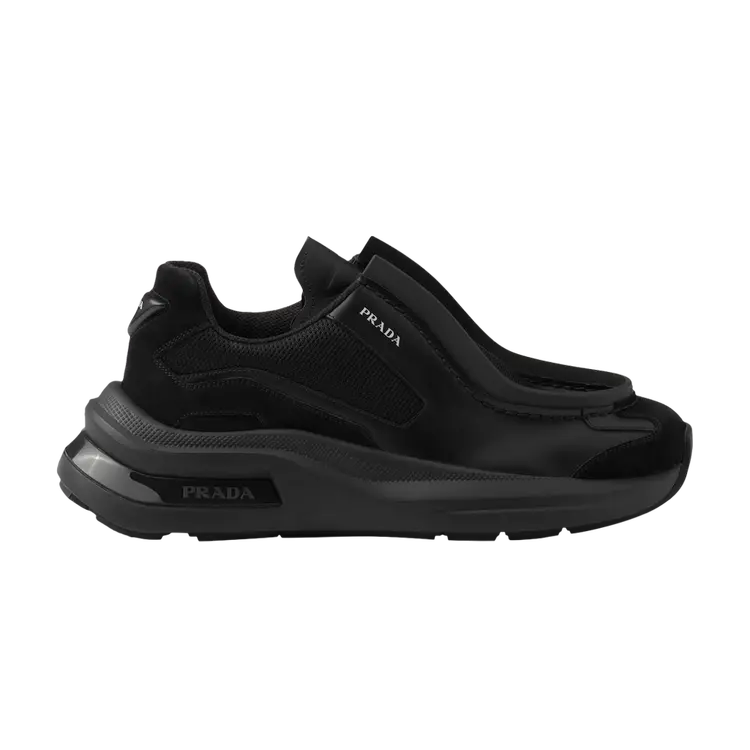 

Кроссовки Prada Systeme Brushed Leather Sneaker, черный