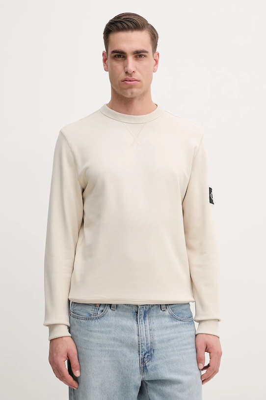 

Хлопковая толстовка Calvin Klein Jeans, бежевый