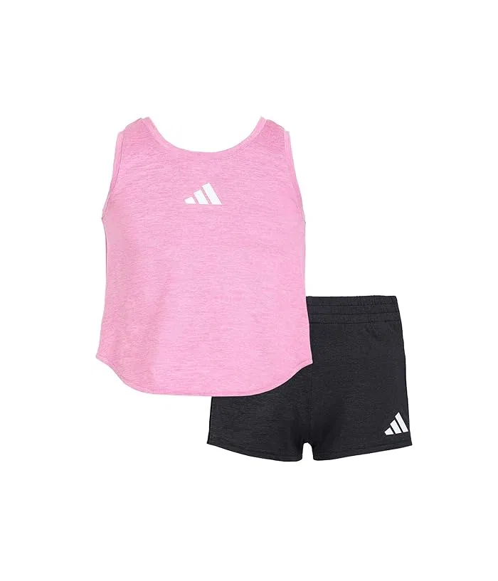Детский комплект с топом и шортами Melange Flounce Tank Shorts Set Adidas Kids, Black Adi