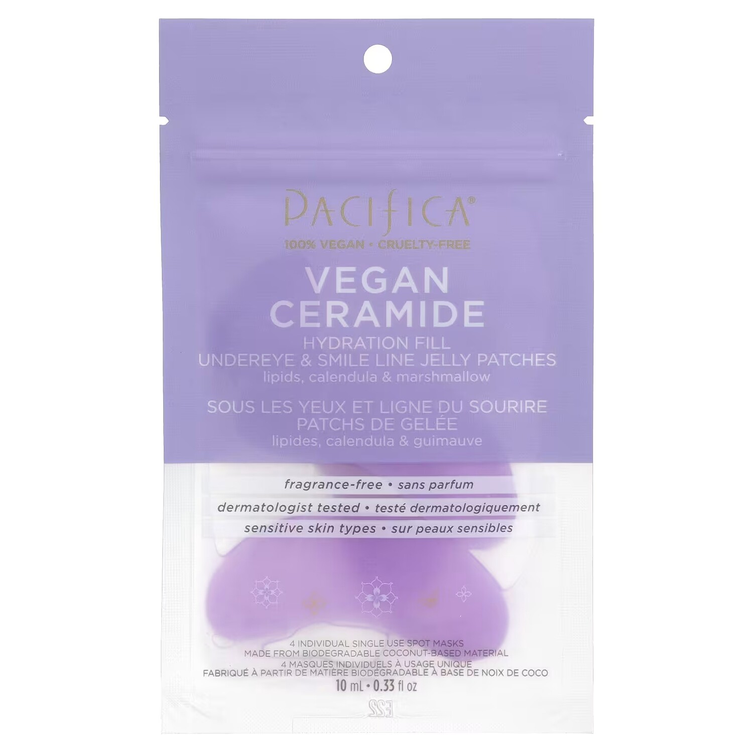 

Патчи увлажняющие Pacifica Vegan Ceramine Hydration Fill Undereye & Smile Line Jelly Patches, 4 патча