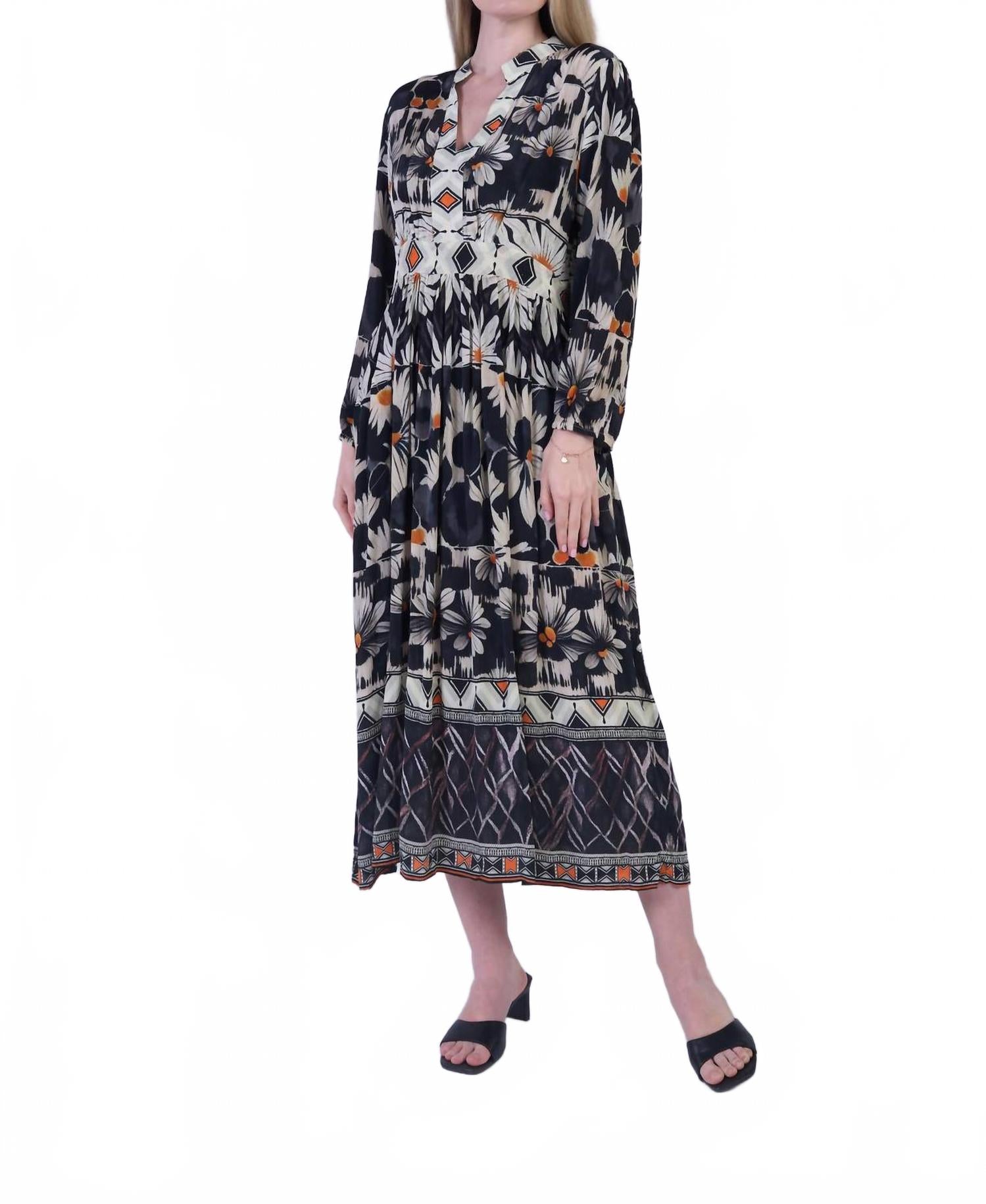 

Черный платье с длинным рукавом и корсетом Sunflower Gather Shana Apparel
