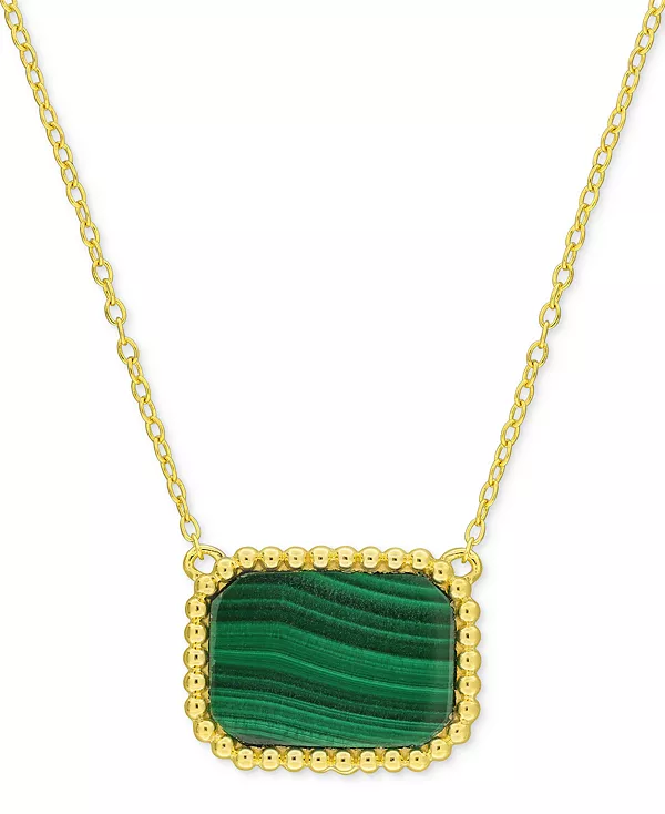 

Ожерелье с подвеской 18 дюймов из стерлингового серебра с желтым покрытием, украшенное малахитовыми бусинами Macy'S, malachite