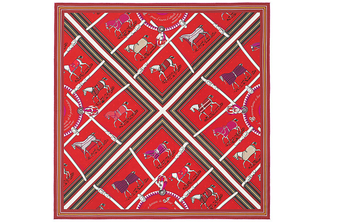 

HERMES Шелковый шарф женский красный