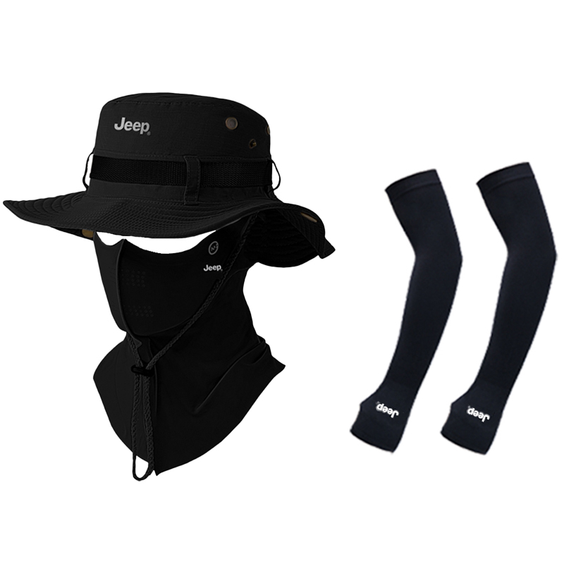 

Jeep Унисекс шапка от солнца из полиэстера, Black Sun Protection Three-Piece Set