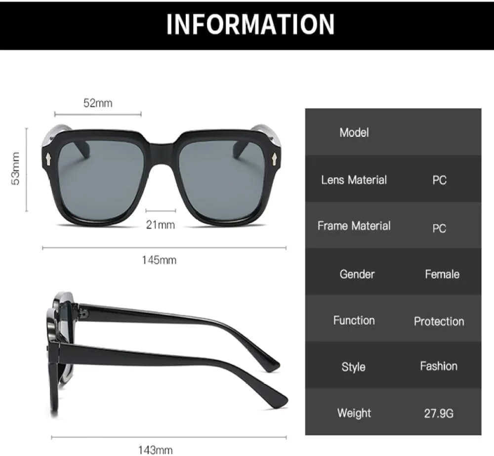 

Модные минималистичные солнцезащитные очки для женщин, большая оправа, винтажные очки с защитой от УФ-излучения UV400, стильные винтажные очки MTZJH, Light Champagne