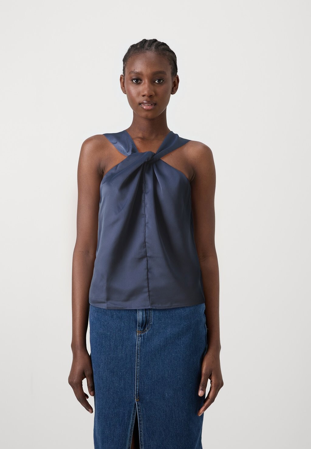 

Блузка Slfannie Halterneck Selected, тёмно-сапфировый
