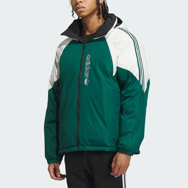 Куртка оригинальные двусторонние пуховики Adidas, зеленый — фото 3
