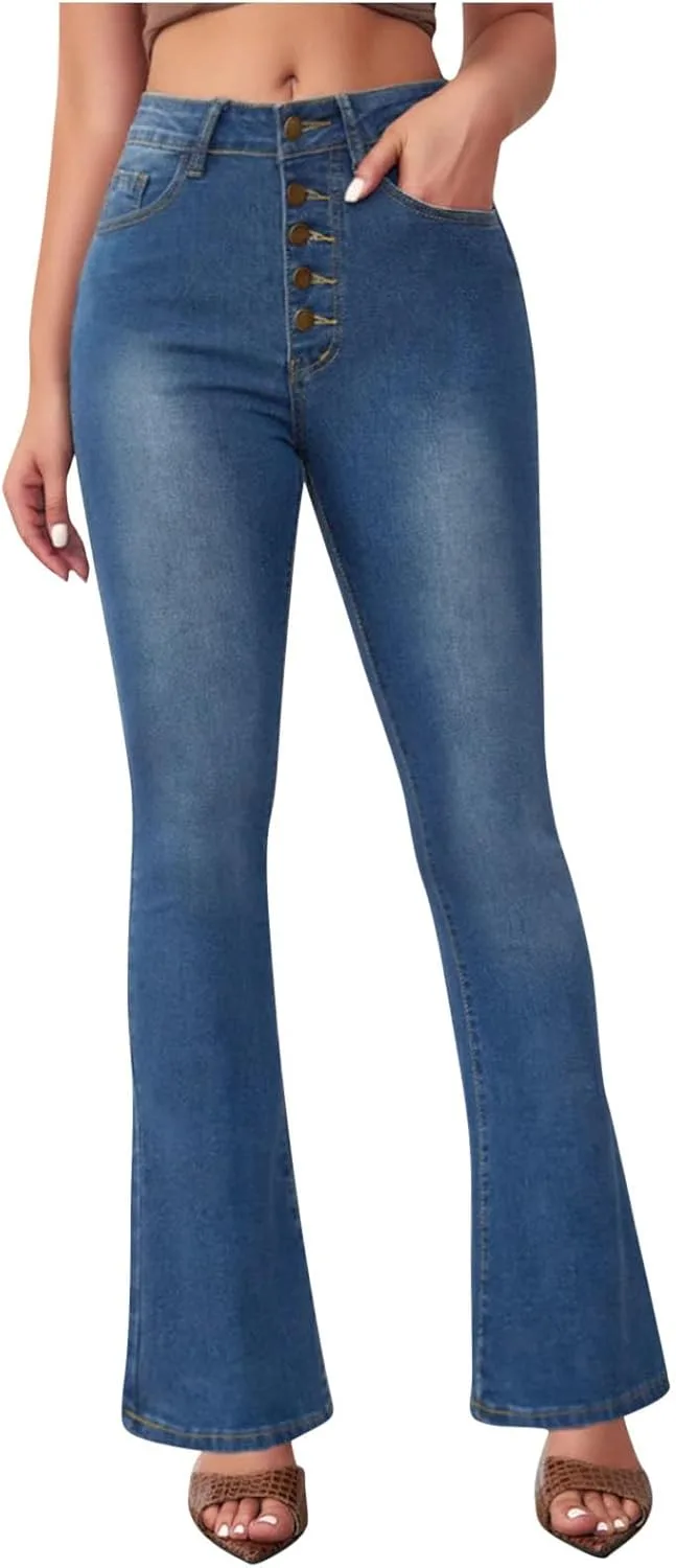 

Женские джинсы Bell Bottom High Waisted Stretch Flare Denim Pant