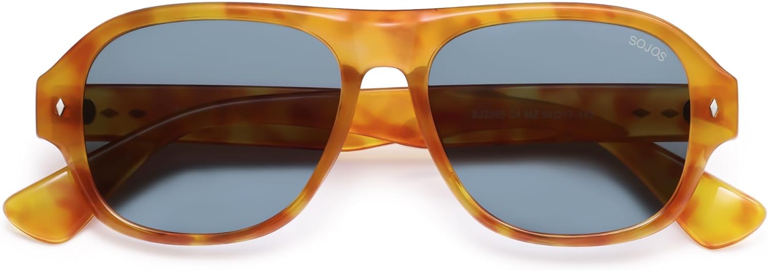 

Поляризованные солнцезащитные очки-авиаторы SOJOS квадратной формы для женщин и мужчин, в стиле ретро 90-х, овальные линзы, защита от ультрафиолета UV400, модель SJ2395, Yellow Tortoise/Blue