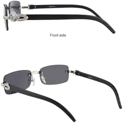 

Винтажные модные солнцезащитные очки без оправы со стразами, популярные очки с бриллиантами и металлическим покрытием, для мужчин и женщин, унисекс MTZJH, C2