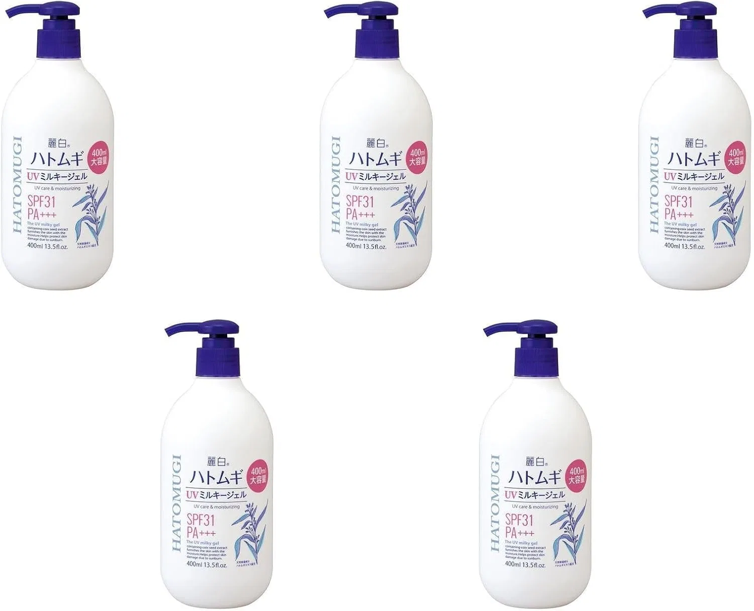 Солнцезащитный гель Sunburn Milky Gel SPF31, UV Milky Gel, 400 мл, набор 5 шт