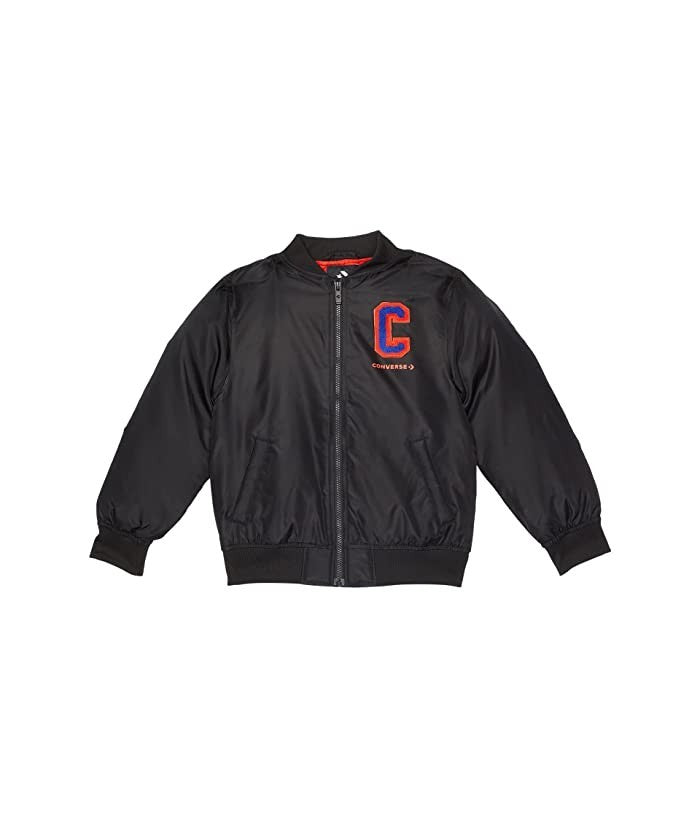 

Детская куртка-бомбер Converse из синели, черная, с длинными рукавами и полной застежкой-молнией, GBO319