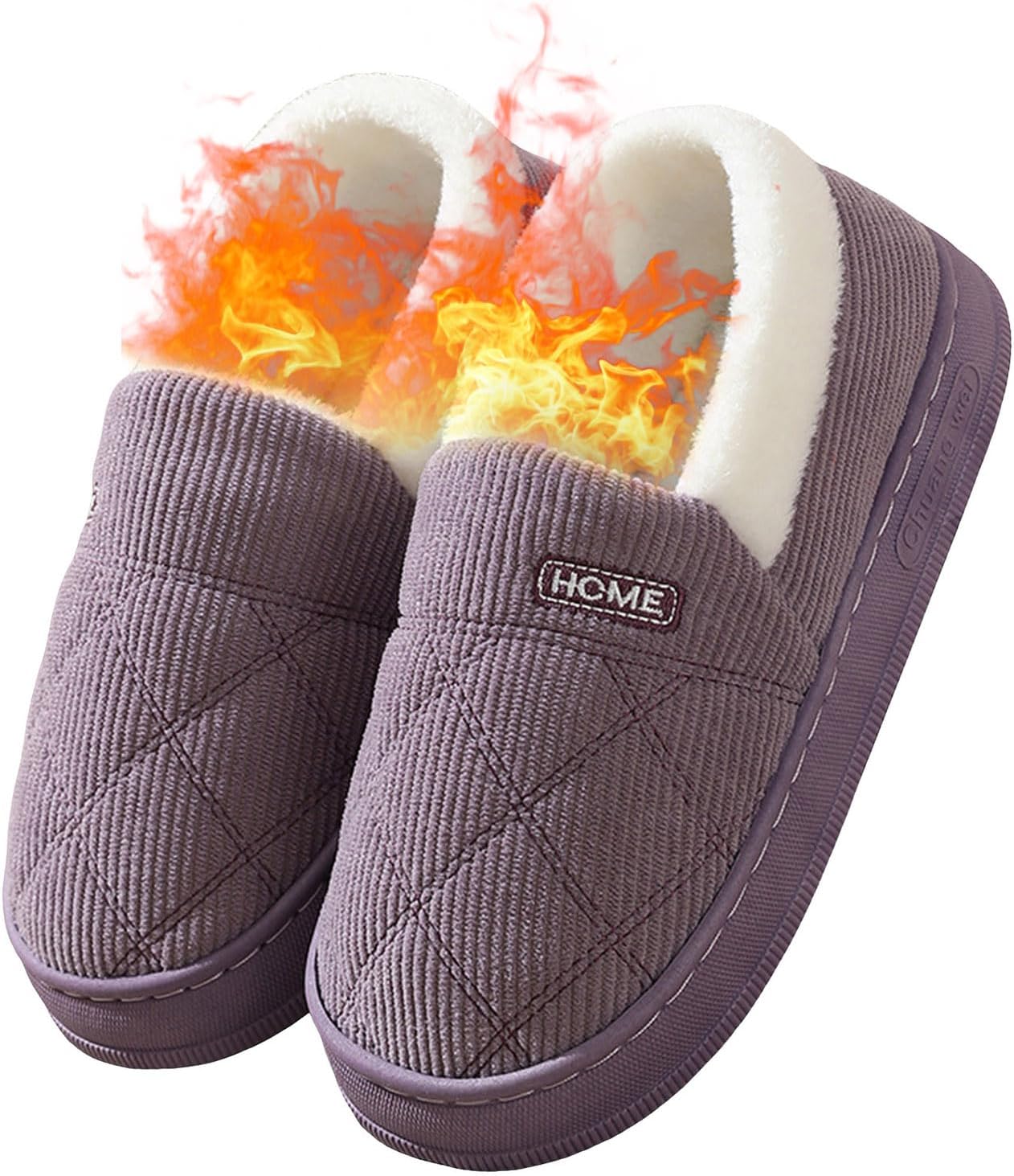 

Домашние тапочки для женщин и мужчин с меховой подкладкой, уютные и теплые, пушистые тапочки с эффектом памяти, мягкие тапочки на молнии для спальни, для дома и улицы Generic, фиолетовый