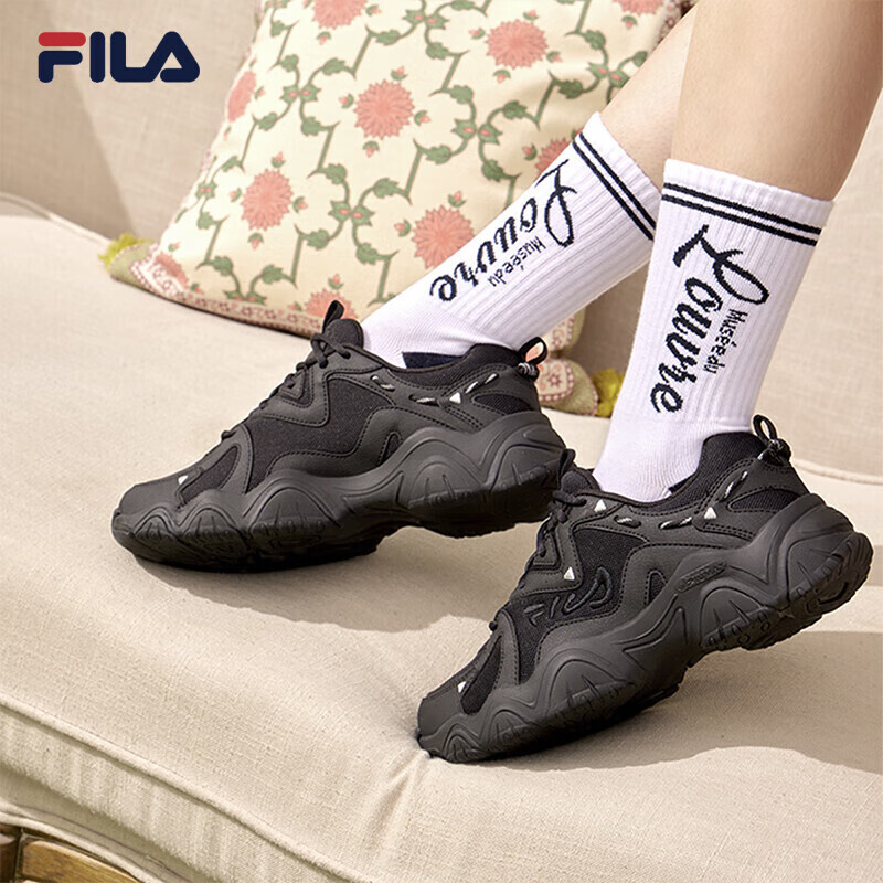 Кроссовки спортивные женские Fila Fluid 4 в стиле ретро, черный — фото 2