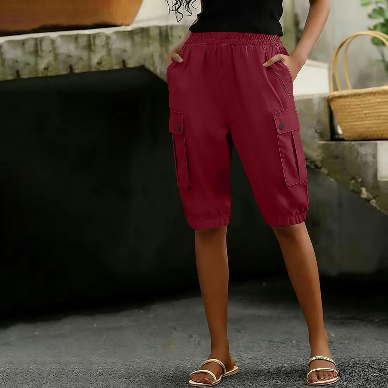 Капри Active, из льна, Wine — фото 4