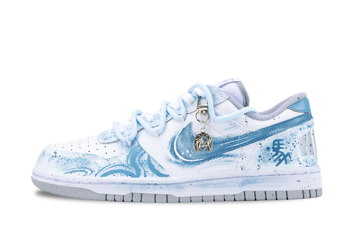 Nike Кроссовки для скейтбординга Big Light Smoke Cloud Dash мужские, устойчивые к истиранию, дышащие, низкие, бело-голубые — фото 3