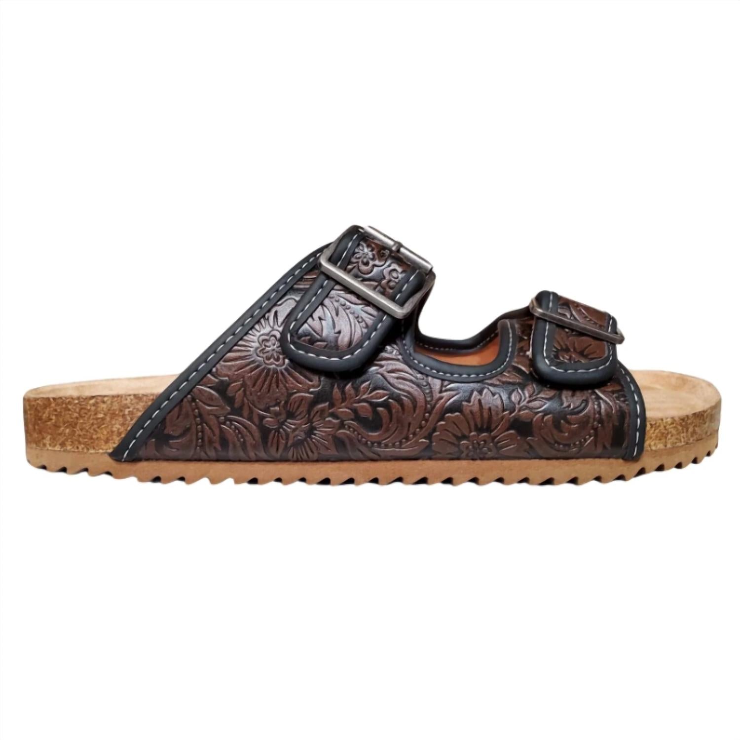 Women's Berry Slide Sandals In Black/ Chocolate Very G