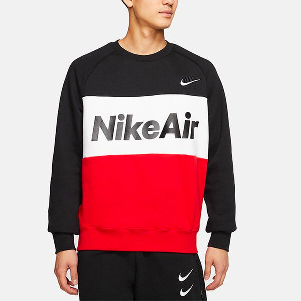 Толстовка Nike Air Splicing Colorblock Large Logo Fleece Round Neck Black, черный — фото 4