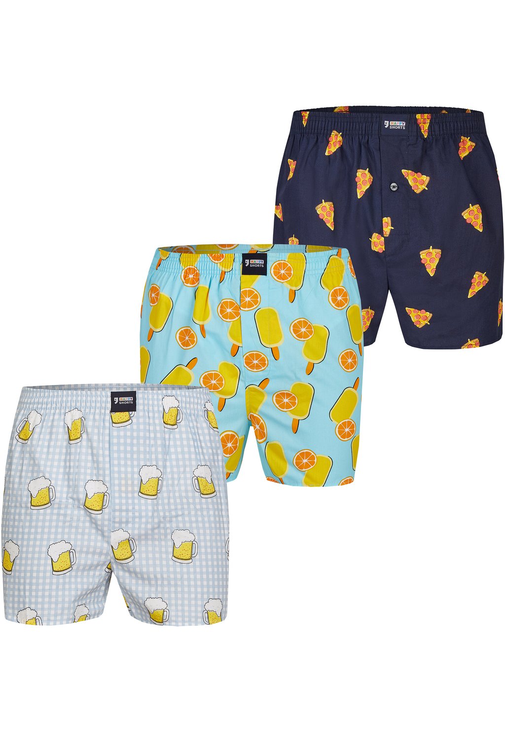 

Боксеры 3-PACK PRINT Happy Shorts, темно-синий