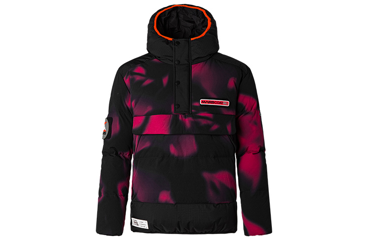 

Пуховик с капюшоном и цветными буквами унисекс Kappa, Dark Red-557P