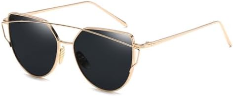 

Классические солнцезащитные очки 2027 года для женщин, модные металлические солнцезащитные очки «кошачий глаз» в винтажном стиле с зеркальными линзами и защитой от УФ-излучения UV400 generic, Gold Black