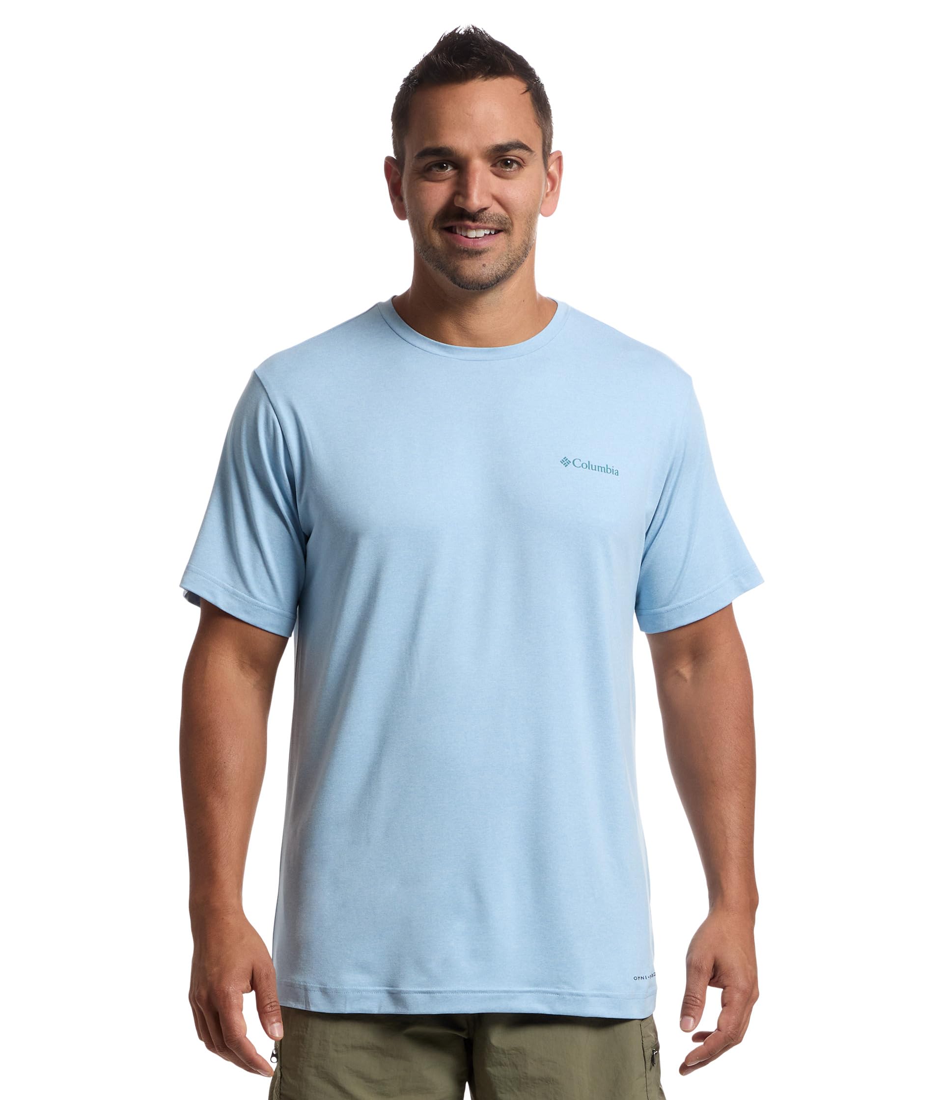 

Футболка Columbia Kwick Hike Back Graphic Short Sleeve Tee, Ripple Blue Heather/Linear View Multi