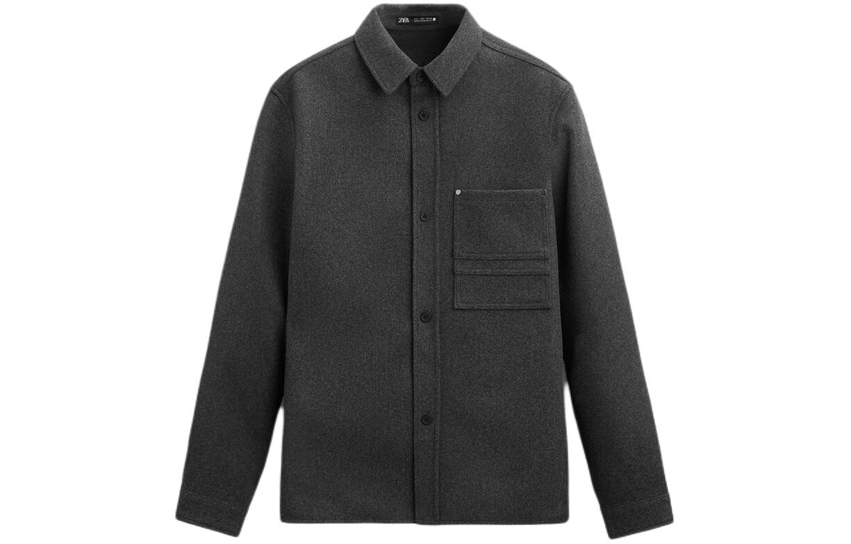

Рубашка мужская серая Zara, серый