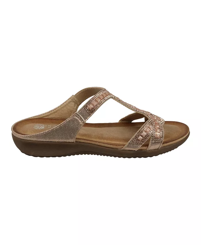 Женские босоножки-слипоны Alora с декоративными элементами GC Shoes, розовый — фото 2