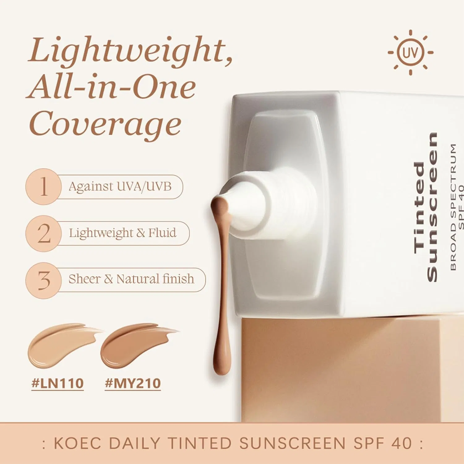 Тонирующий солнцезащитный крем для лица SPF 40 (средний) Meitrend, Medium — фото 2