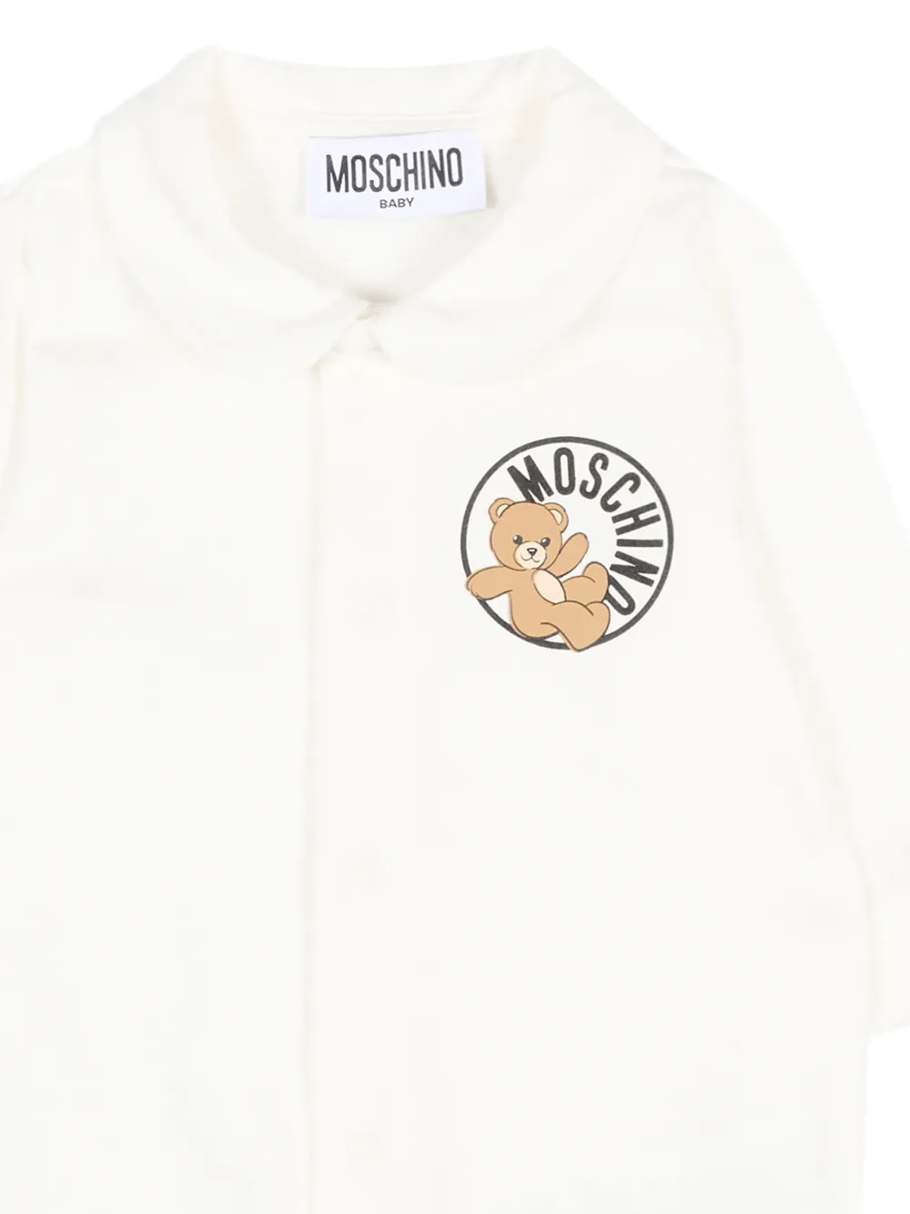 Комбинезон для малышей с логотипом в виде медвежонка Moschino Kids, бежевый — фото 3