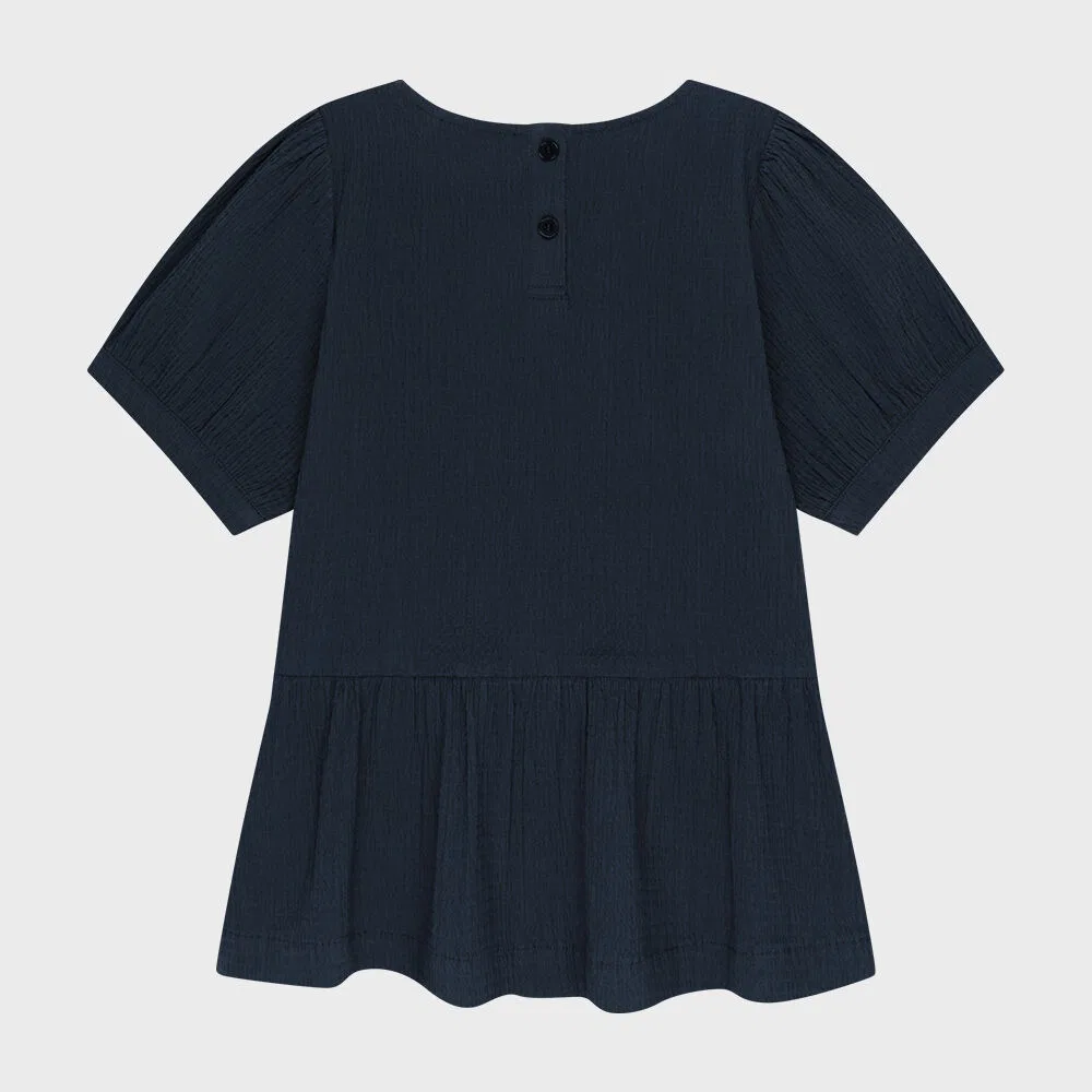 Детская блузка с баской Marithé Kids W Peplum синего цвета от Marithé Kids — фото 3